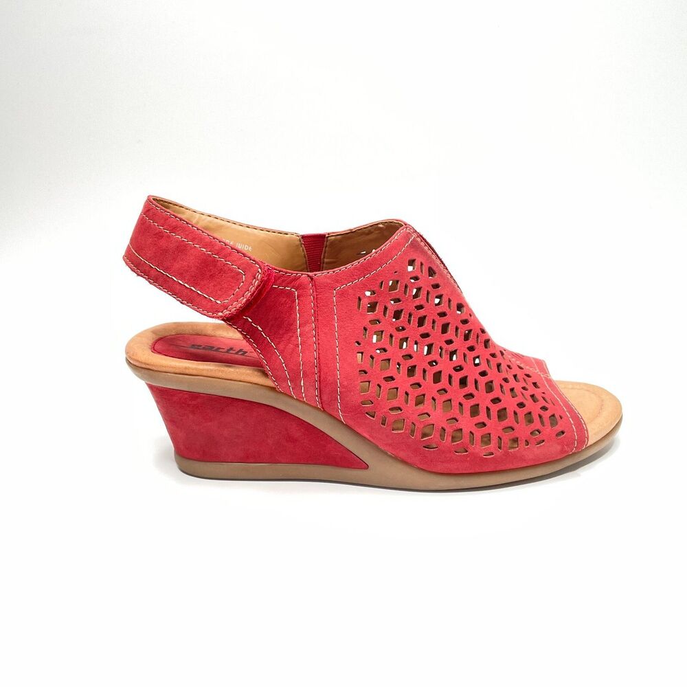 EARTH Cascade Red/Tan Leather Suede Heel VT S16 Women's Size 9 D